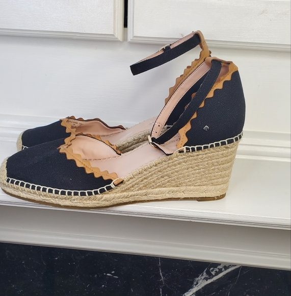 KATE SPADE Women's Black Espadrille Wedge Sandals - Picture 1 of 9